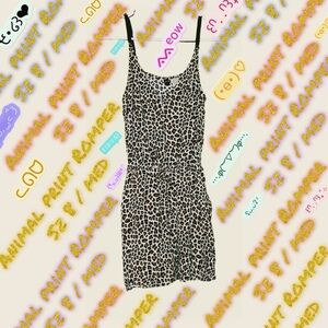 Divided Leopard Print Romper Shorts Sz 8 Medium Adjustable Straps